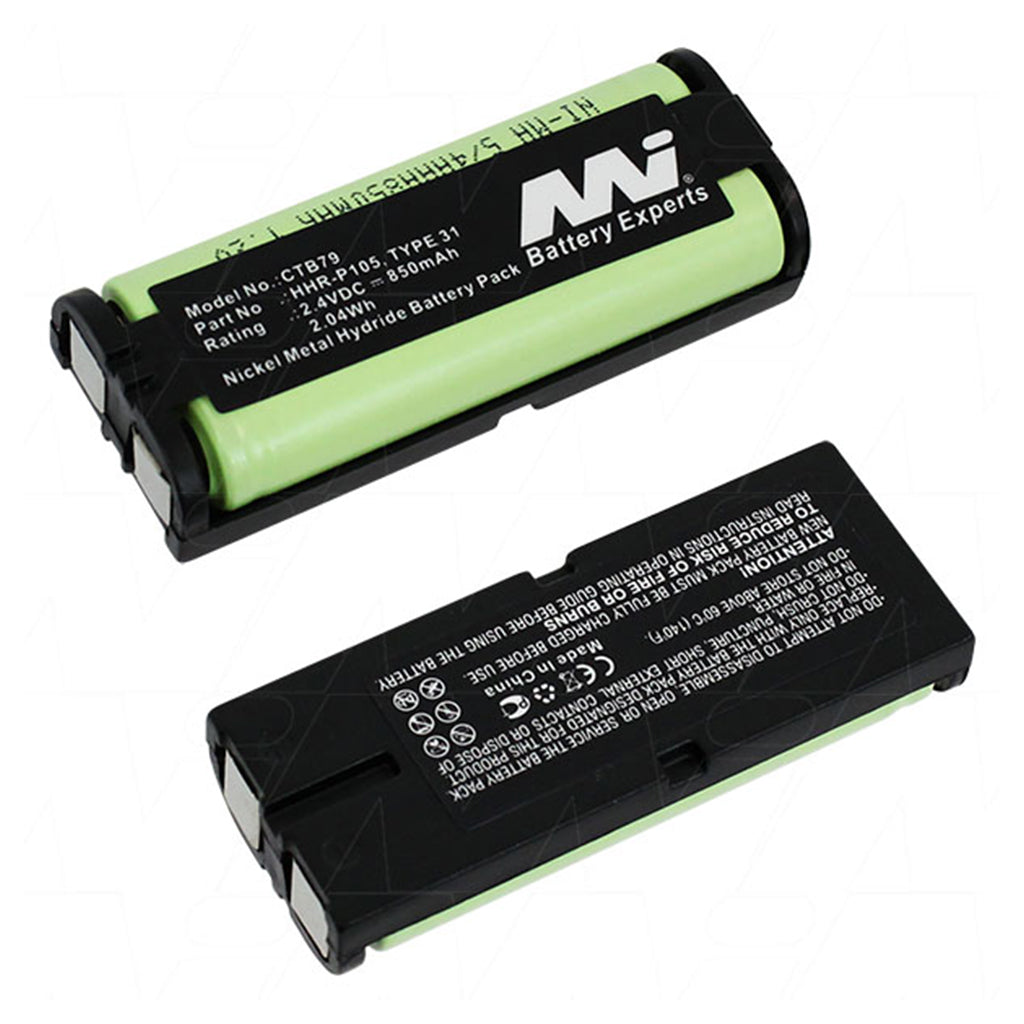 MI CTB79 2.4V NiMH Cordless Phone Battery For Panasonic HHR-P105, HHR-P105A