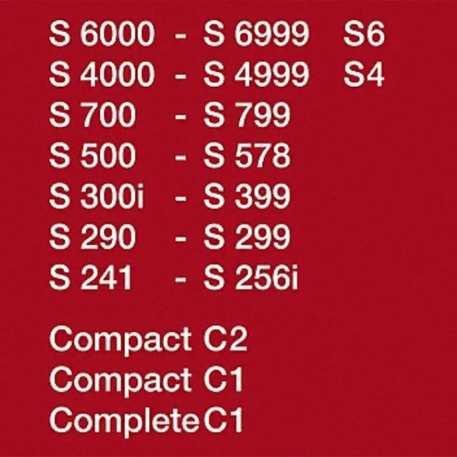 List of car model ranges on a red background