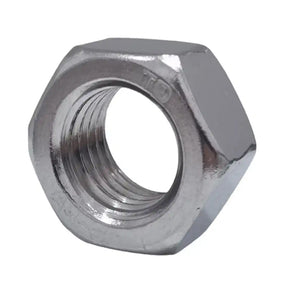 Metal hex nut on a white background
