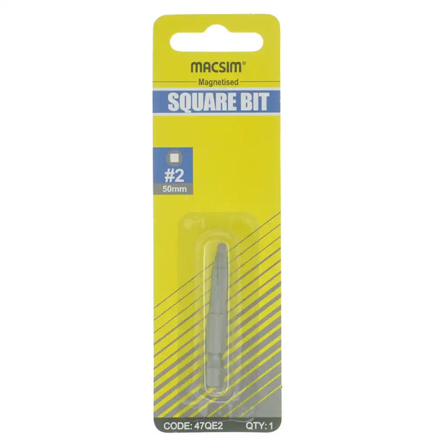 Macsim square bit packaging on a white background