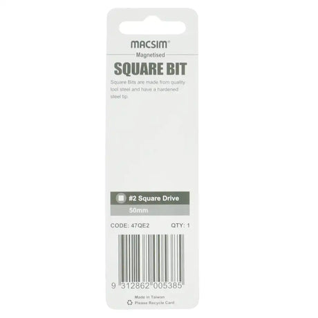 Macsim magnetised square bit packaging on a white background