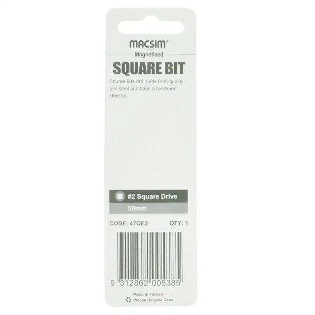 Macsim magnetised square bit packaging on a white background
