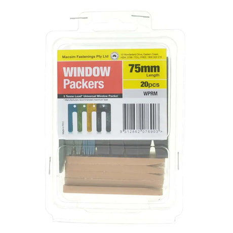 Pack of window packers with visible brand and product details on a white background