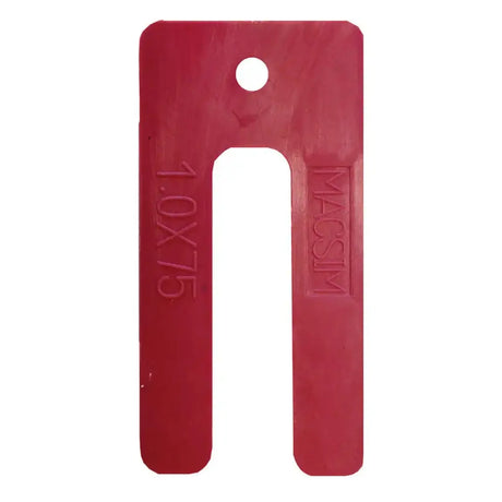 Red plastic tool with '1.0X75' and 'MAXIM' branding on a white background