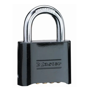 Black Master Lock padlock on a white background