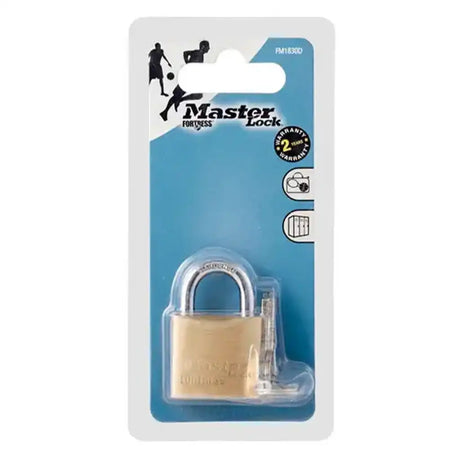 Master Lock padlock in packaging on a white background