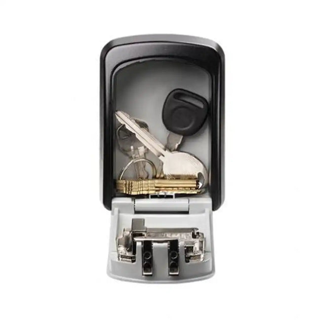 Key safe with keys inside on a white background