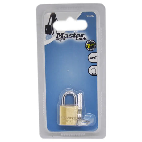Master Lock padlock in packaging on a white background