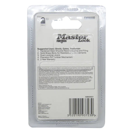 Master Lock packaging with product details on a white background