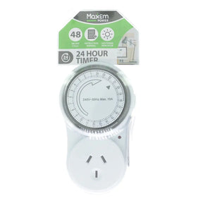 MaxEm 24-hour timer with packaging on a white background