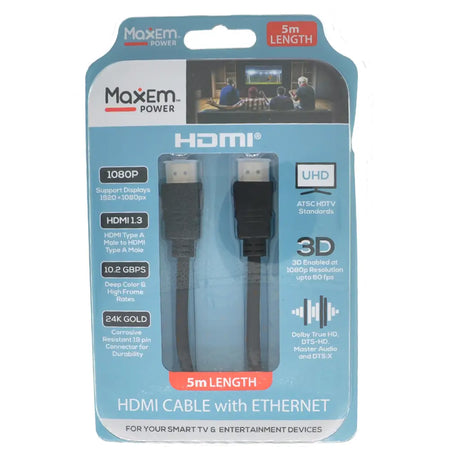 Maxem HDMI cable with Ethernet packaging on a white background