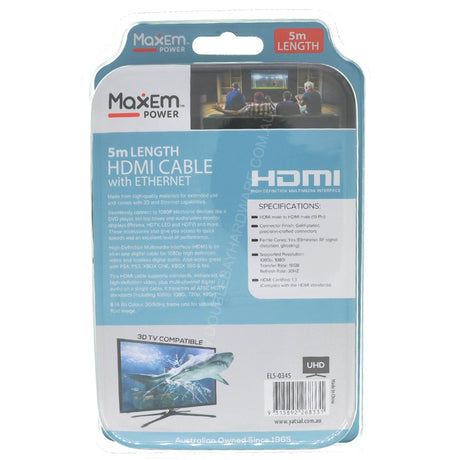 MaxEm HDMI Cable With Ethernet 5m ELS-0345