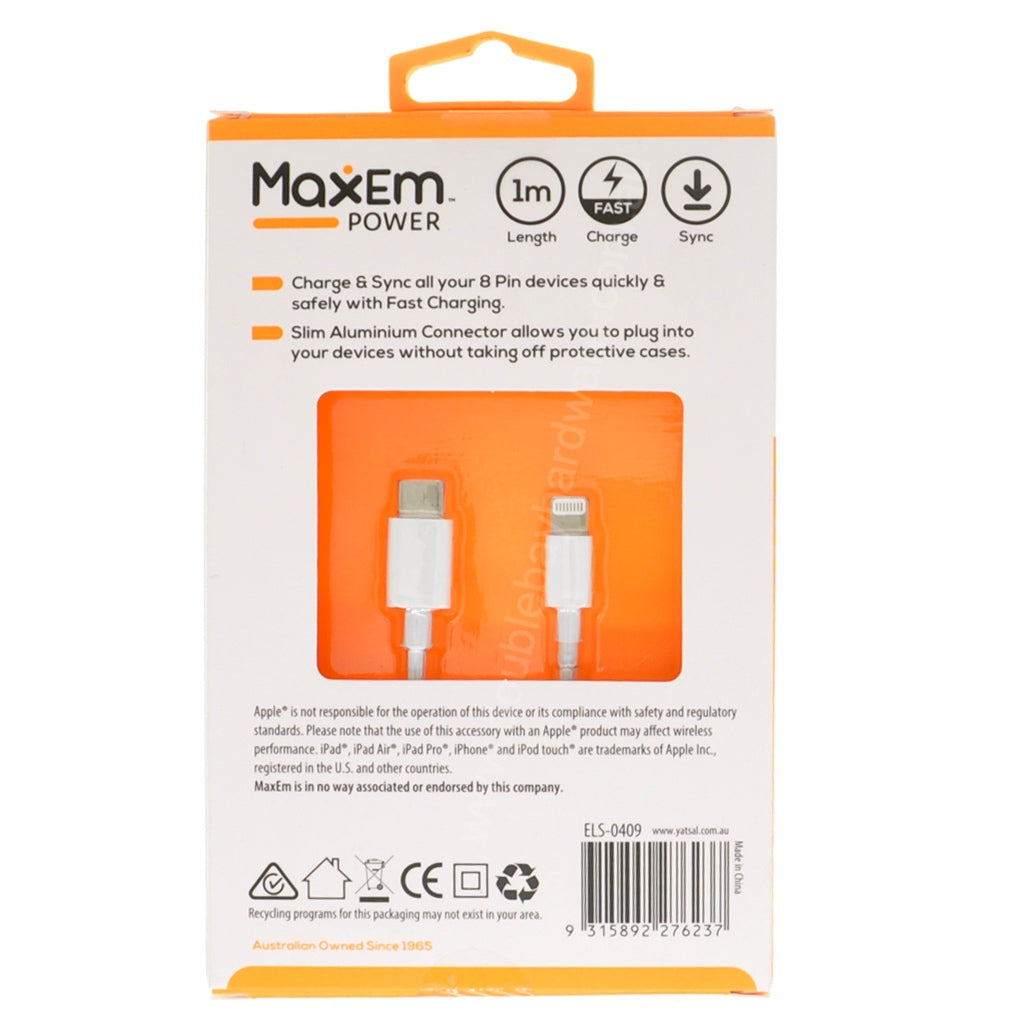 MaxEm USB-C To Lightning Charge & Sync Cable 1M ELS-0409