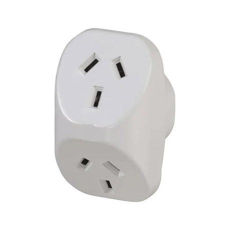 White electrical plug adapter on a white background