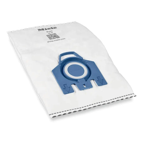 Miele vacuum filter bag with blue filter on a white background