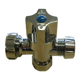 Chrome plumbing valve on a white background