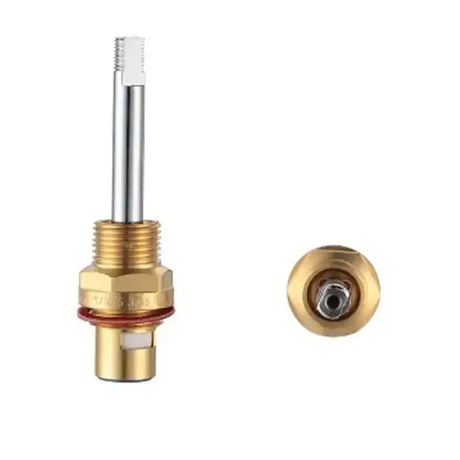 Brass valve stem and nozzle on a white background