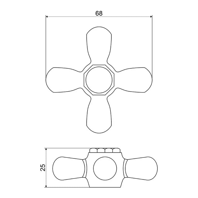 Technical drawing of a three-blade propeller with dimensions on a white background