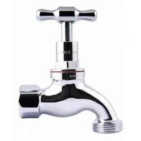 Chrome faucet on a white background