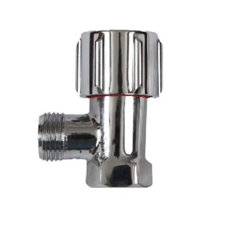 Chrome bathroom valve on a white background