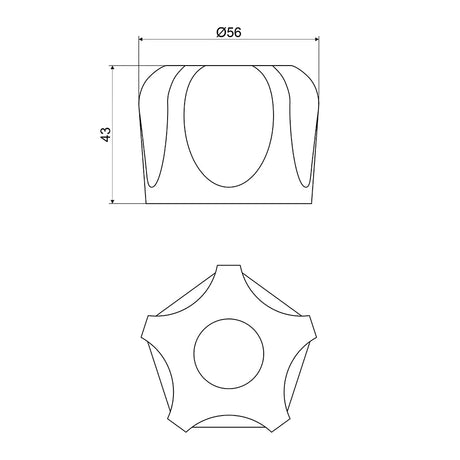 Technical drawing of a mechanical component with dimensions