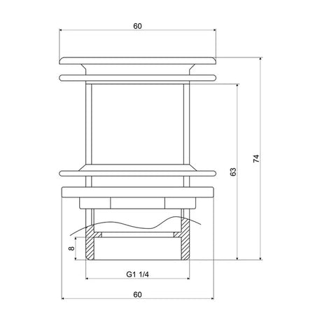 Mildon Pop Up Waste Chrome 32x70mm No Over Flow 1083