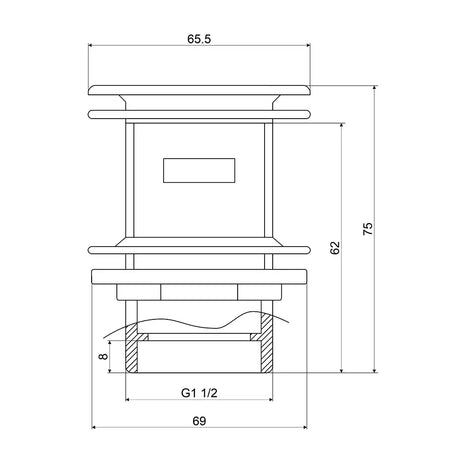 Mildon Pop Up Waste Chrome Overflow 40x70mm 1086