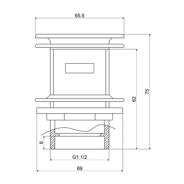 Mildon Pop Up Waste Chrome Overflow 40x70mm 1086