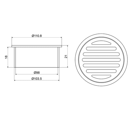 Mildon Round Grate Light Brass Lug Lock in Chrome 100mm 11052T