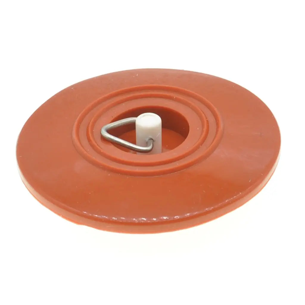 Orange rubber pad with a metal hook on a white background