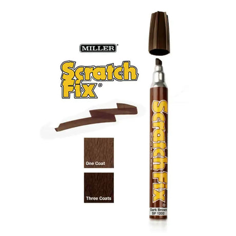Miller Scratch Fix pen with brown color swatches on a white background
