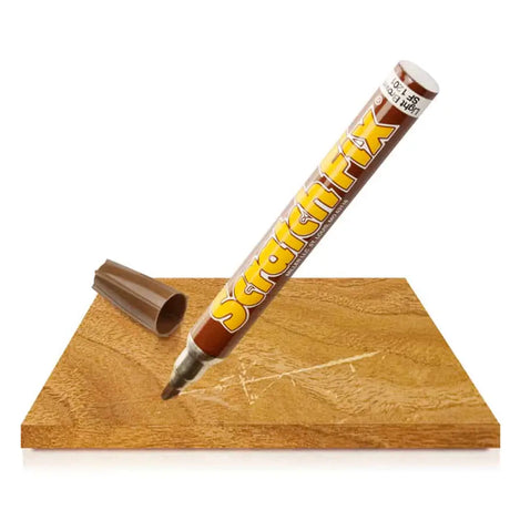 Scratchfix marker repairing a scratch on a wooden surface
