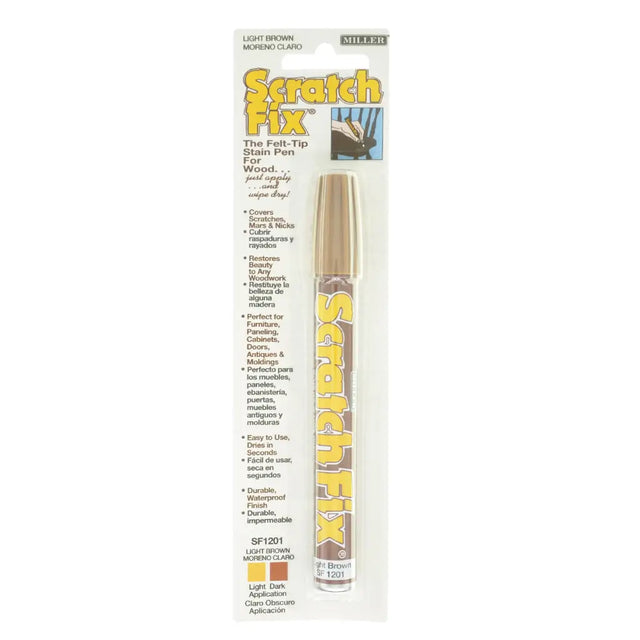 Scratch Fix pen packaging with gold tip on a white background