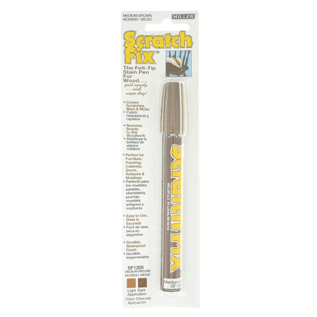 Scratch Fix pen packaging with pen and text on a white background