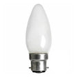 Candle-shaped light bulb on a white background