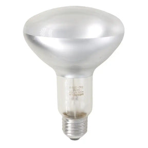 Silver reflector light bulb on a white background