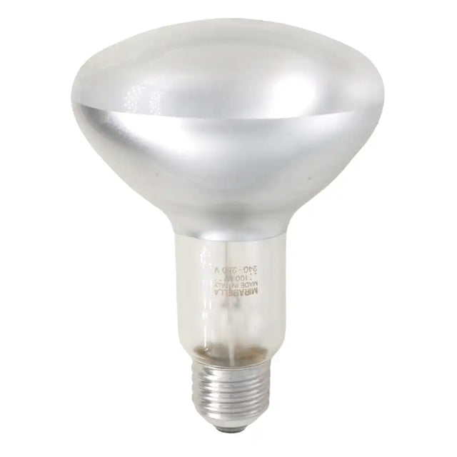 Silver reflector light bulb on a white background
