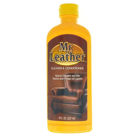 Mr. Leather cleaner and conditioner bottle on a white background