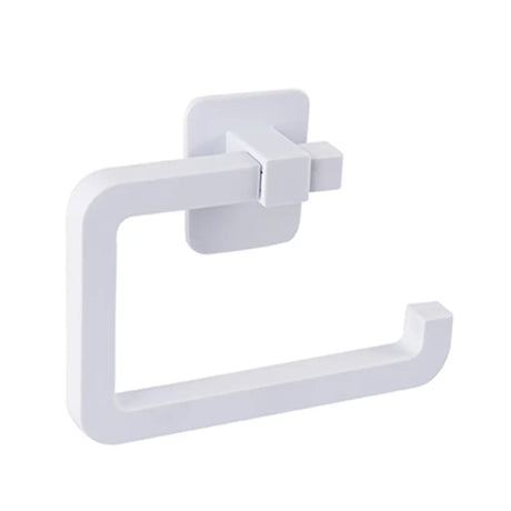 White metal toilet paper holder on a white background