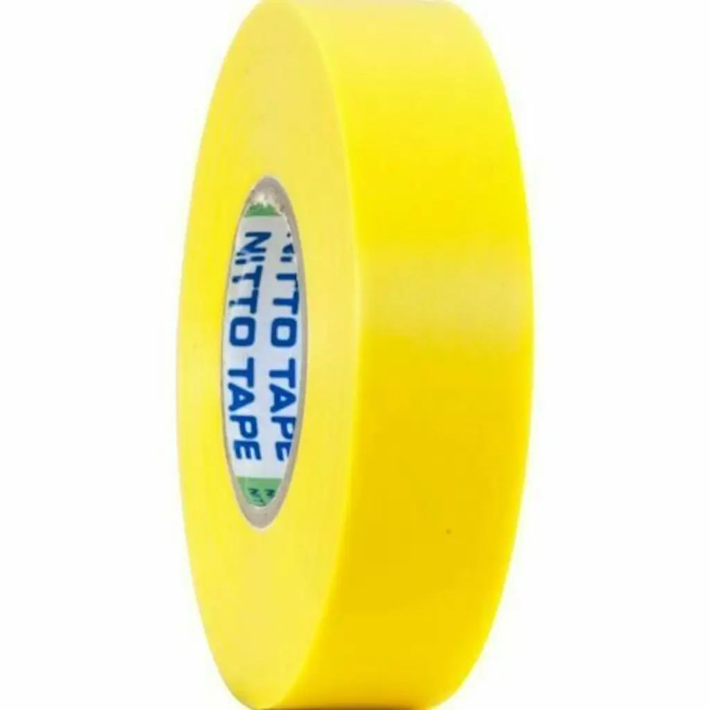 Yellow tape roll with 'Nitto Tape' branding on a white background
