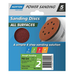 Norton sanding disc packaging with two discs on a white background