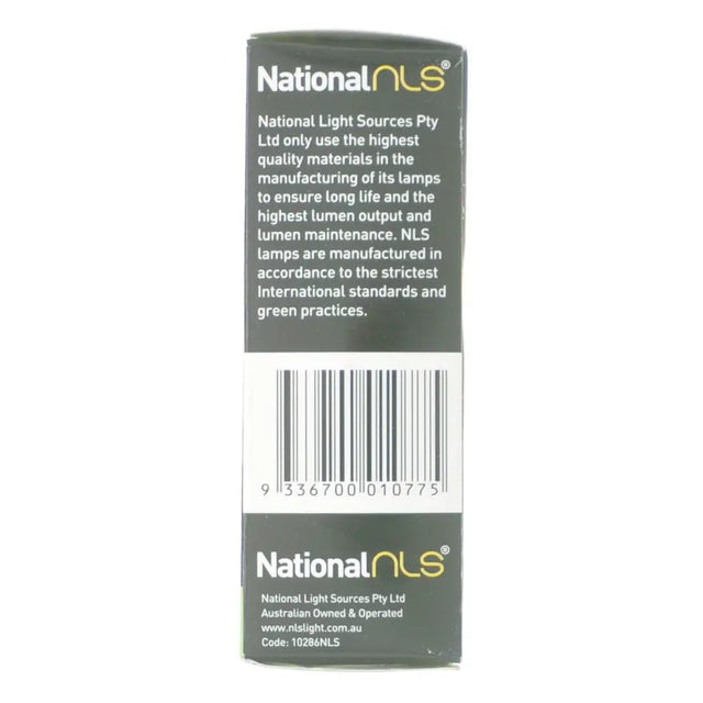 National Light Sources Pty Ltd packaging with text and barcode on a white background