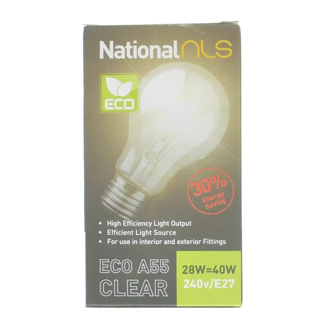 National NLS eco light bulb packaging on a white background