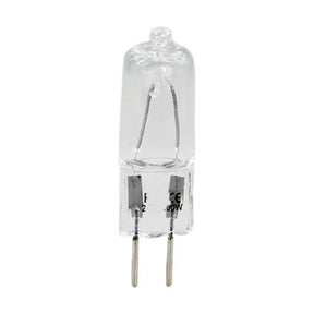 Clear halogen light bulb on a white background