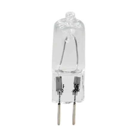 Clear halogen light bulb on a white background