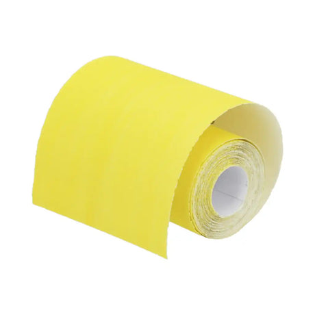 Roll of yellow paper tape on a white background