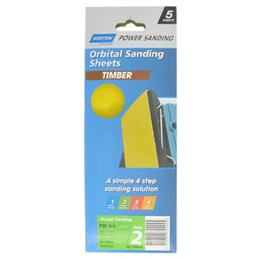 Norton orbital sanding sheets packaging for timber sanding on a white background