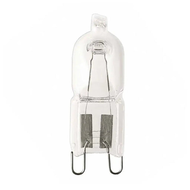 Clear G9 light bulb on a white background