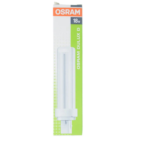 Osram Dulux D fluorescent light bulb packaging on a white background