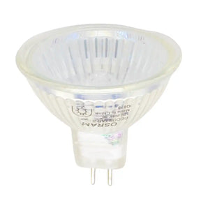 Osram Decostar 51S MR16 GU5.3 12V 20W halogen light bulb showing 51mm reflector and GU5.3 bi-pin base on white background